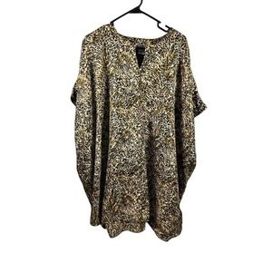 SITA Kaftan Top One Size Gold Black Leopard Print Batwing Tunic Womens